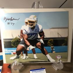 Zion Johnson Signed Chargers 8x10 Photo (PSA)