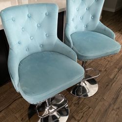 Brand New 2 Turquoise Bar Stools Chairs Adjustable Height 