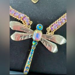 BETSEY JOHNSON Faux Stone Dragonfly Pendant Necklace