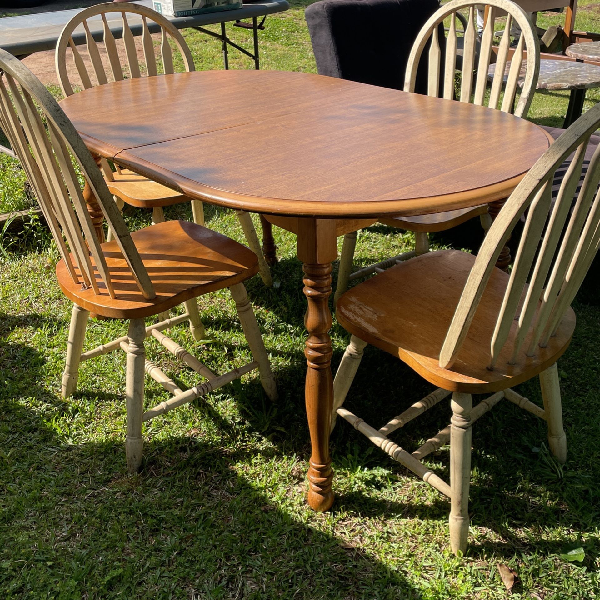 Dinette Set With Leaf, Table And 4 Chairs