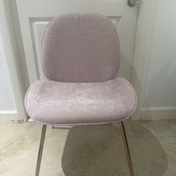 Safavieh Mid-Century Style Light Pink Velvet Chair With Brass Legs 