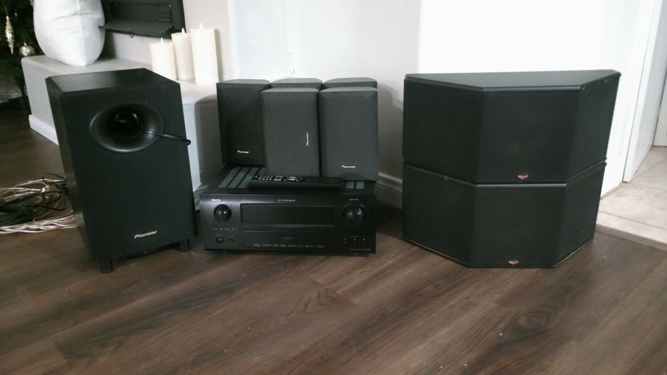 AL24 Denon Receiver with 7.1 surround sound home theater system.