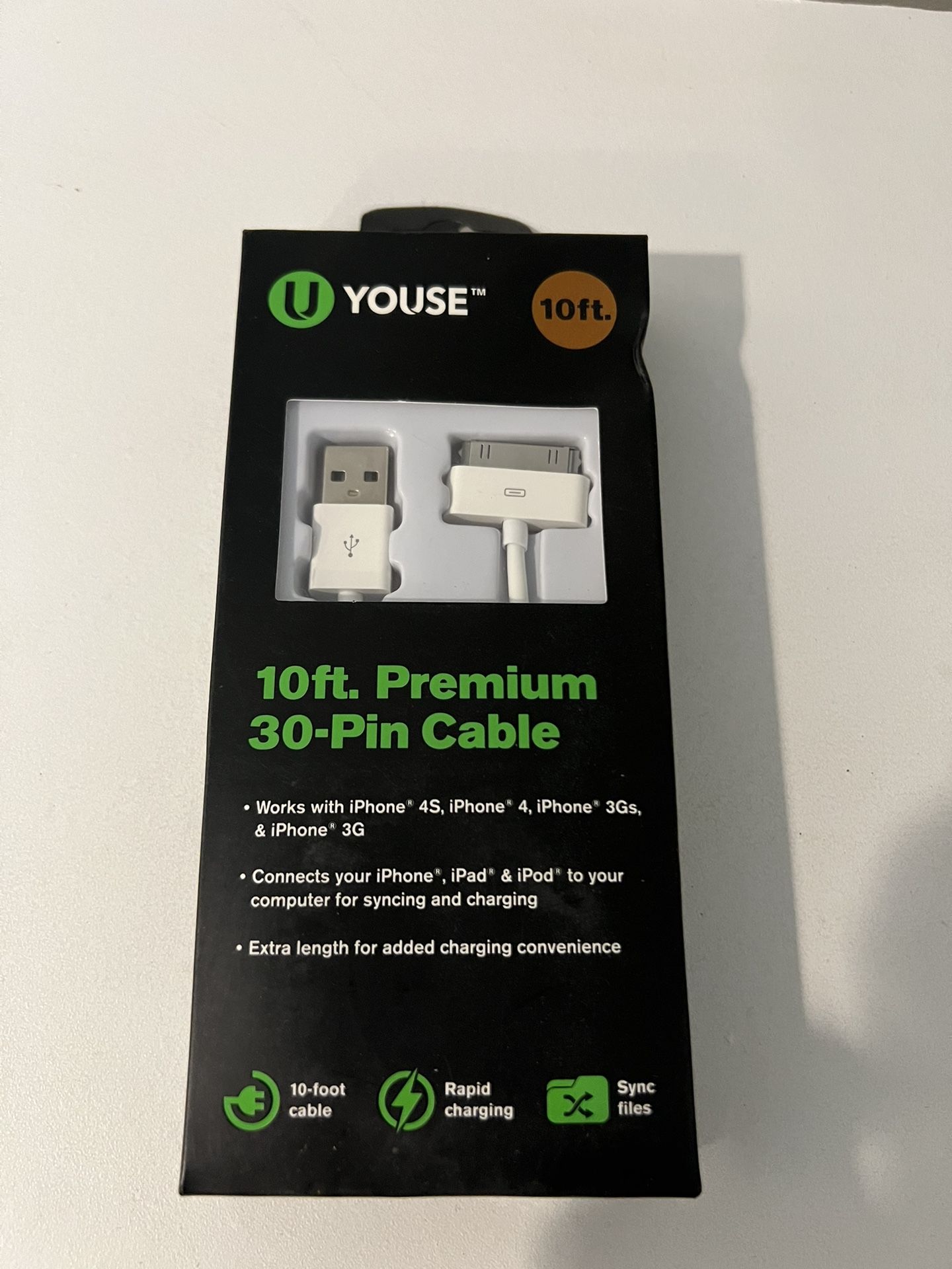 Brand New Youse 30 Pin Apple Charger 10ft