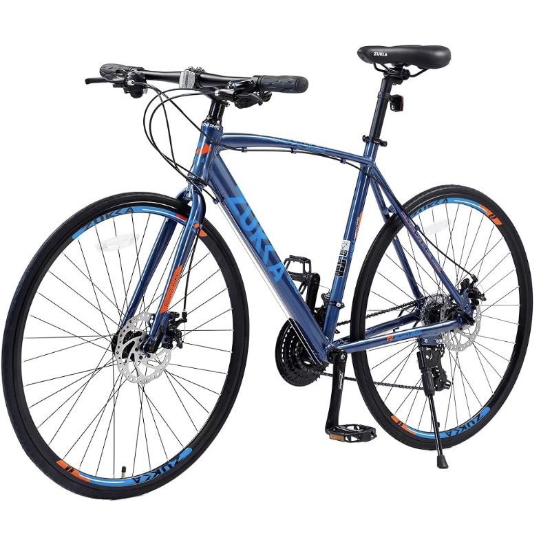 New Assembled ZUKKA 700C Road Bike for Adult 24-Speed Unisex Hybrid Road Bicycle, Alloy Frame/Dual-Disc Brakes