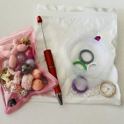 Craft Kit Pen, Beads And Wire To Make A Necklace Or Bracelet