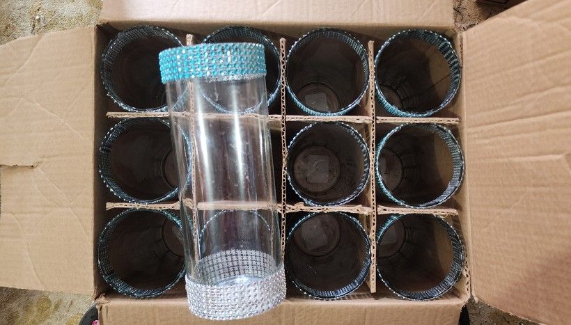 Bling Ribbon DIY decorated Cylinder Vases For Centerpieces