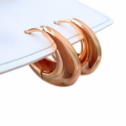 Chunky Dome Huggie Hoop Earrings – Rose Gold Plated | Modern Minimalist