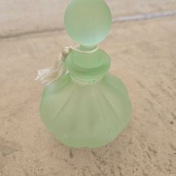 Vintage Green Glass Perfume Bottle 