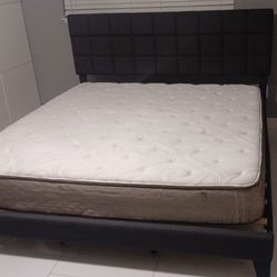 King Bed Frame With Matress.     I Can Delivery For Extra Fee 