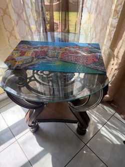 Glass top corner table