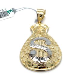 10Kt Two Tone Gold Money Bag Pendant 6.10g I-2187