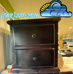 2 drawer nightstand dresser with wood and rails