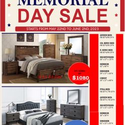 MEMORIAL DAY BLOW OUT SALE! All Furniture At The Lowest Price.