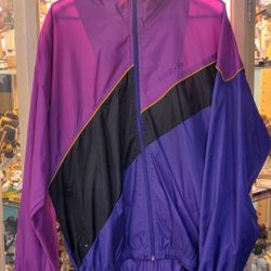 Reebok Throwback Style Windbreaker Jacket Men's Large Lakers Colors