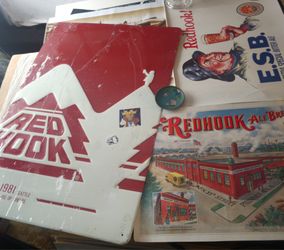 Set of 2 Redhook Brewery posters & Metal Sign from 1981