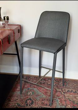Gray Upholstered Counter Stool – 26” Seat Height