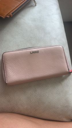 Lodis Pink Leather Zip-Around Wallet