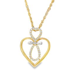 10k Yellow Gold Diamond Heart  Charm necklace 0.27 ctw 