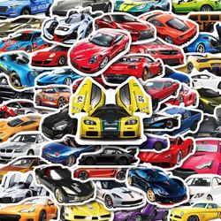 Cartoon car vinyl stickers 50 pc 3x3