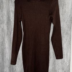 Brown Turtle Neck Dress