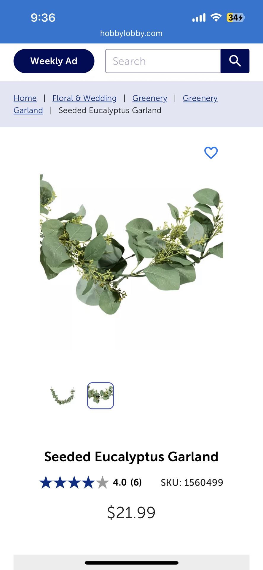 3 6ft Eucalyptus Garland