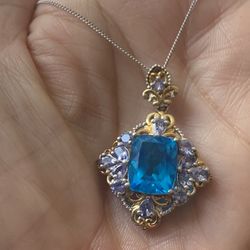 NWT Topaz And Amethyst Rose Gold Plated Sterling 20”