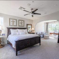 King Size Wood Bed Frame + Mattress