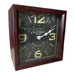 Old Town Clocks, Burgundy Metal Shelf Clock