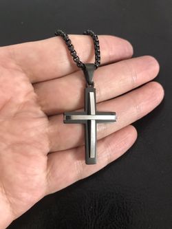 Stainless steel cross pendant with chain.