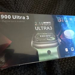 HiwatchPro C900 Ultra 3 Smart Watch Metallic Case Green Sport Band iOS Android