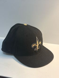 New Orleans Saints New Era 59FIFTY Fitted Hat Size 8 Black Gold Brim Cap NFL