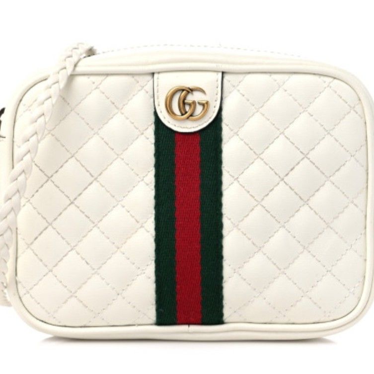 Gucci White Quilted Leather Crossbody Bag