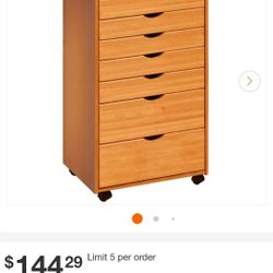 Adeptus Pine 6 Plus 2 Drawer Wide Roll Cart