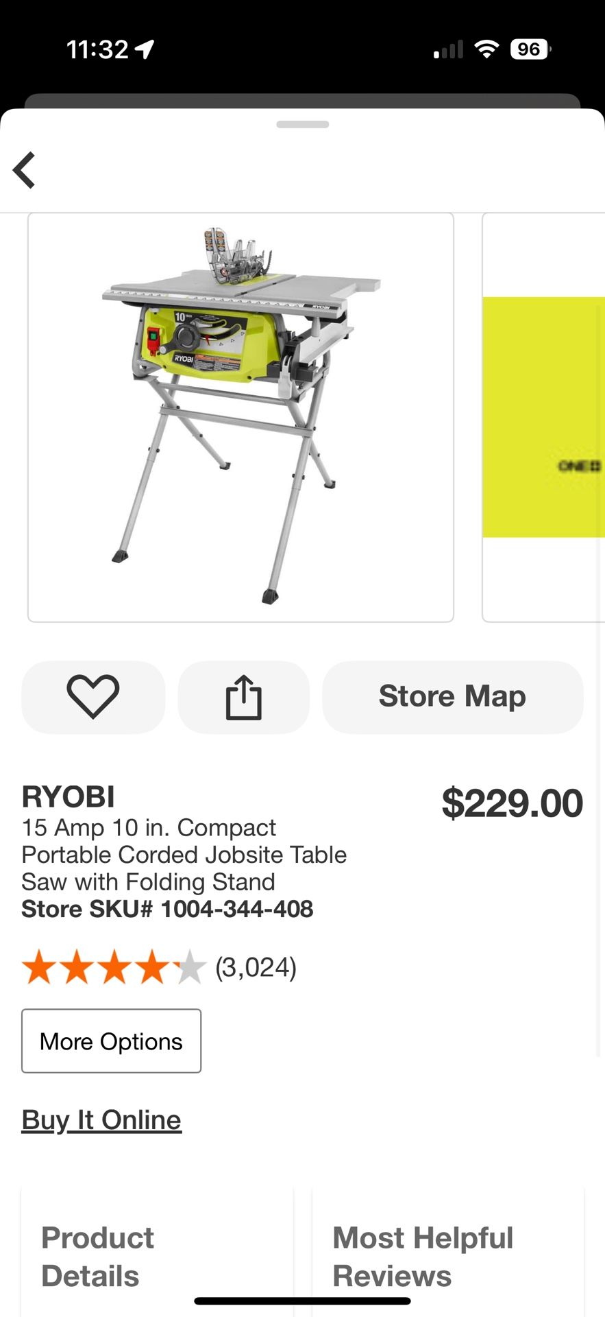 Ryobi 10inch Table Saw With Stand Portable