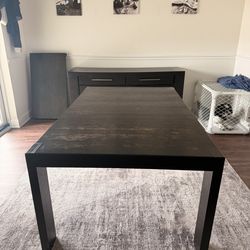 Dining Table + Wine Cabinet w/ Extension Leaf