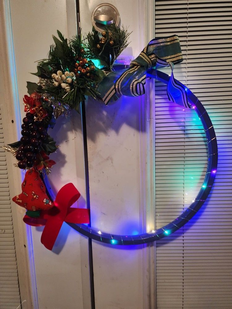 🎄🎄🎄Bicycle Rims, Hand Made Xmas Wreath(light Up)🎄🎄