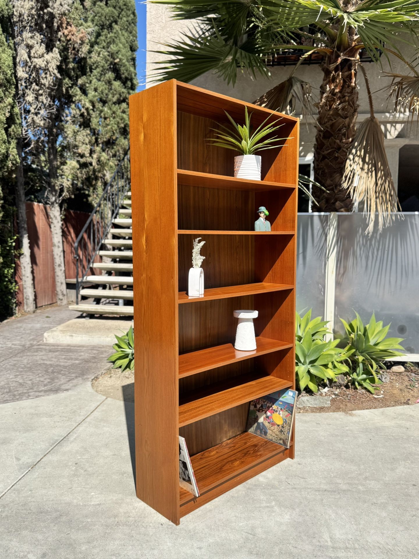 Danish Teak Mid Century Modern Bookshelf Book Shelf Case 6 Shelves