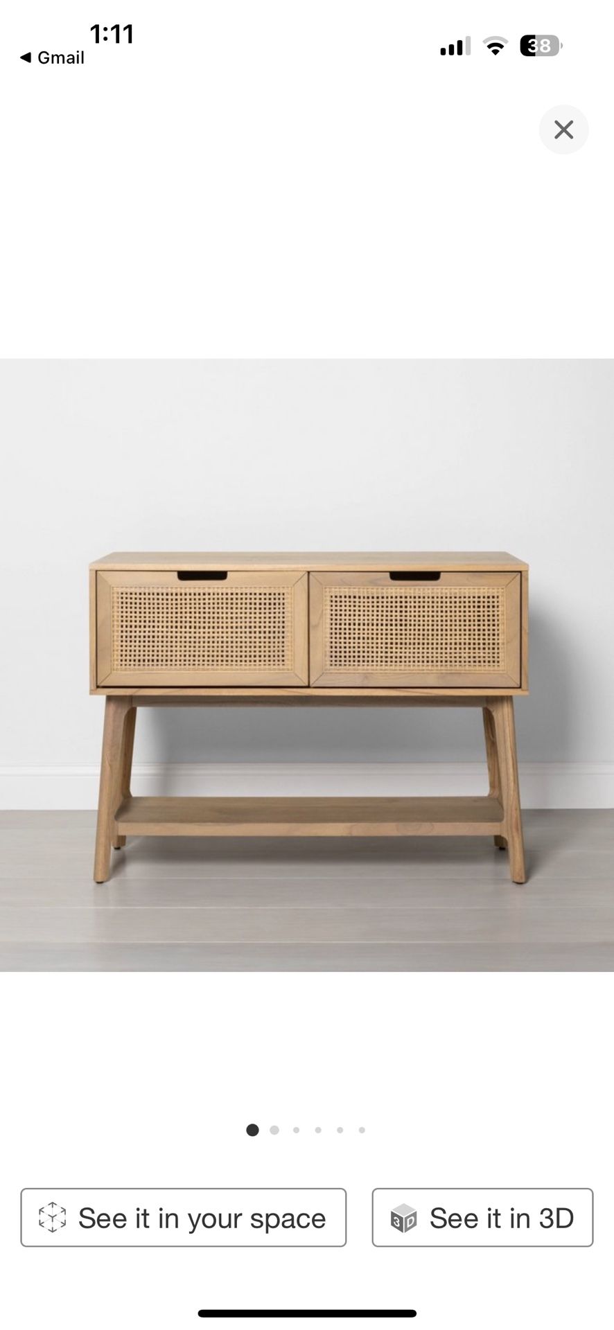 Wood & Cane Console Table with Pull-Down Drawers Natural - Hearth & Handâ„¢ with Magnolia