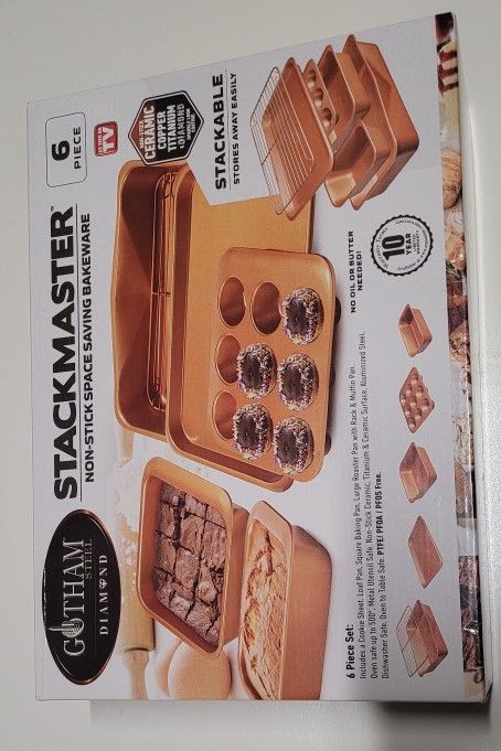 Gotham Steel Nonstick Bakeware Set Ceramic Stackable Bakeware 6 Pcs Set