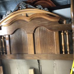 QUEEN/FULL SIZE HEADBOARD-SOLID WOOD AND METAL BED FRAME