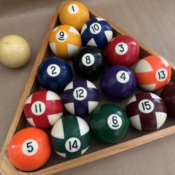 Vintage Billiard Pool Balls Set with Unique Cross-Striped Design