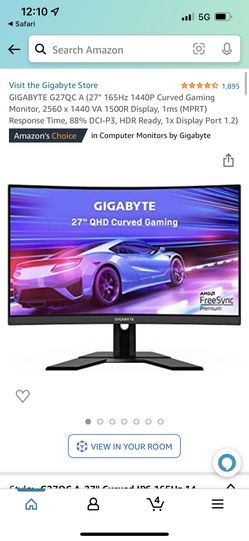 GIGABYTE G27QC 165Hz 27” Monitor