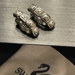 SWAROVSKI silver tone crystal clip on earrings, perfect  condition