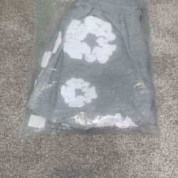 Grey Denim Tear Shorts 