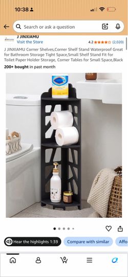 Black Corner Shelf Stand for Bathroom