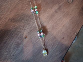 Glass beads and keroppi charm necklace