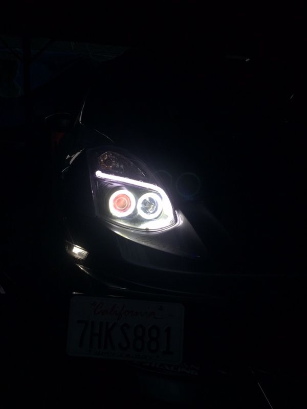 Custom g35 coupe headlights demon eyes, Halos