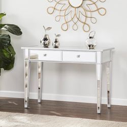 Mirrored 2 Drawer Media Console Table