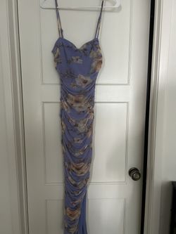 Purple Floral Ruched Dress