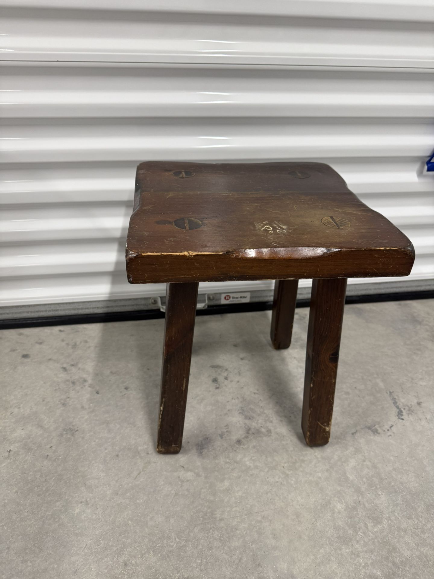 Vintage Country Colonial Wood Stool Foot Stool Bench Chimney Mountain Craftsmen